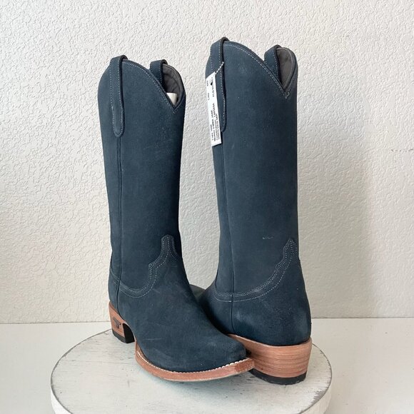 Lane EMMA JANE Womens Cowboy Boots 7.5 Navy Suede Western Cowgirl Mid Calf Tall - Picture 12 of 12